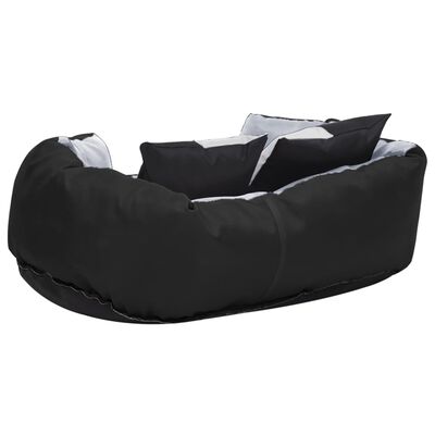 vidaXL Dvipusė skalbiama pagalvė šunims, pilka ir juoda, 65x50x20cm
