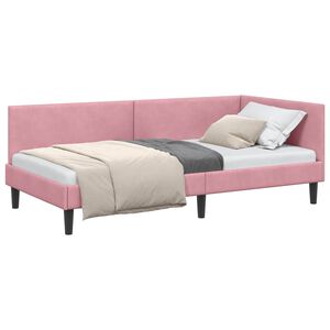 vidaXL Kampinė lovos konstrukcija Rožinė 80 cm x 200 cm Aksomas