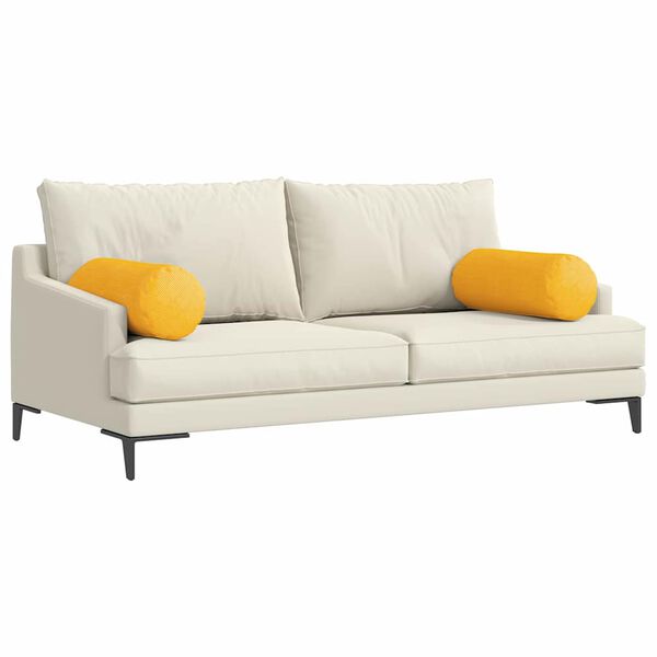 vidaXL Pagalvės 2 pcs Šviesi geltona Ø 25 x 70 cm Kordūrinis audinys