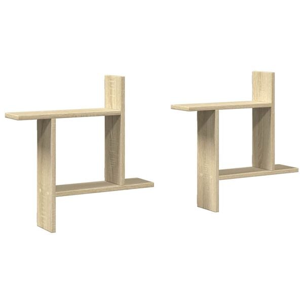 vidaXL Sieninės lentynos, 2vnt., ąžuolo, 50x12x50cm, apdirbta mediena