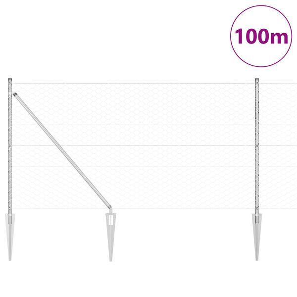 vidaXL Tvorelės stulpas Sidabro 100 x 1 m (50 mm akies) Plienas