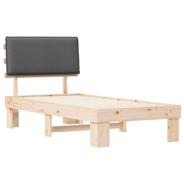 vidaXL Lovo rėmas su apmuštu galvūgaliu Tamsiai pilka 80 x 200 cm