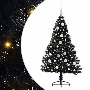 vidaXL Dirbtinis prie&scaron;&scaron;ventinis eglutė su &scaron;viesomis Juoda 120 cm PVC