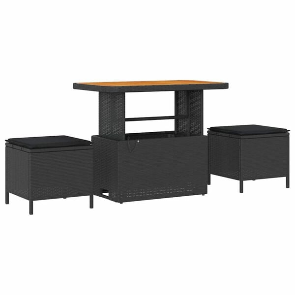 vidaXL Sodo Sofų Rinkinys su pagalve 8 pcs Juoda Poli ratanas