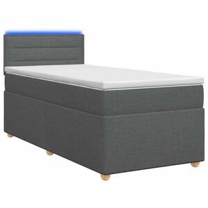 vidaXL Spyruoklinė lova su čiužiniu Tamsiai pilka 90 x 190 cm Audinys