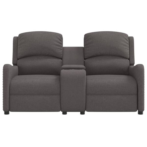 vidaXL Dvivietis atlošiamas masažinis krėslas, pilkas, audinys