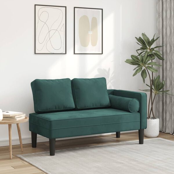 vidaXL Poilsio sofa su pagalvėlėmis, tamsiai žalios spalvos, aksomas