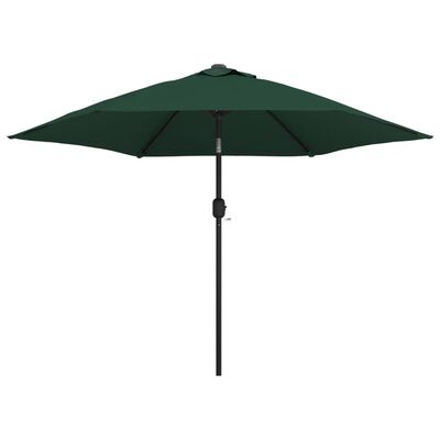 vidaXL Gembinis skėtis su LED, žalios spalvos, 3m