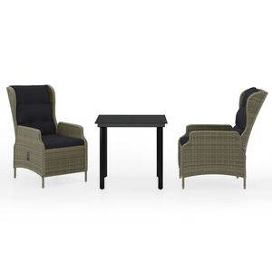 vidaXL Sodo valgomojo baldų komplektas, 3 dalių, rudos spalvos