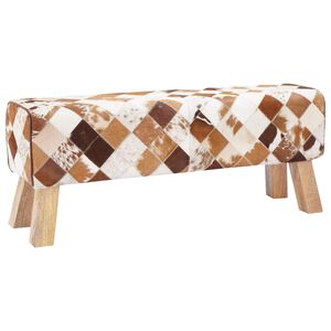 vidaXL suoliukas 110 x 30 x 45 cm Tikra oda Rudas skiautinys