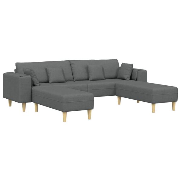 vidaXL Audinio Sofa su pagalve Tamsiai pilka 208 cm audinys