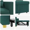 vidaXL I&scaron;traukiamas sofa-lova vienvietis su ratu Tamsiai žalia audinys