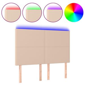 vidaXL Galvūgalis su LED, kapučino spalvos, 144x5x118/128cm