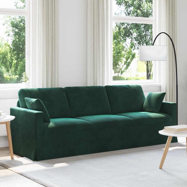 vidaXL Sofa Tamsiai žalia 228 x 78 x 80 cm Aksomas
