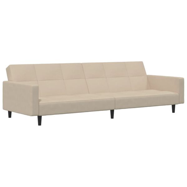 vidaXL Dvivietė sofa-lova, kreminės spalvos, mikropluo&scaron;tas