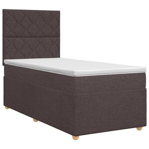vidaXL Spyruoklinė lova su čiužiniu Tamsiai rudas 80 x 200 cm Audinys