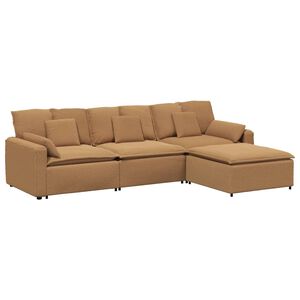 vidaXL Modulinė sofa su pakoja ir pagalvėlėmis, smėlio spalvos