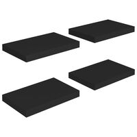 vidaXL Pakabinamos sieninės lentynos, 4vnt., juodos, 40x23x3,8cm, MDF