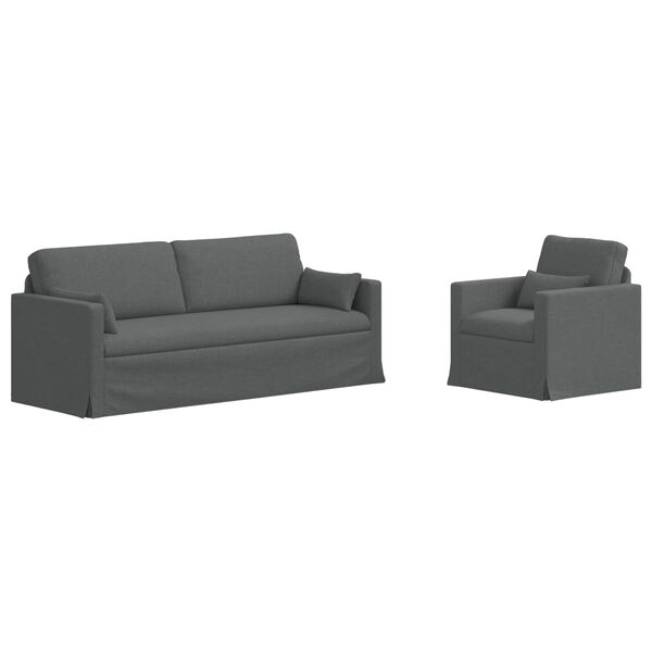 vidaXL Sofa 2 pcs Tamsiai pilka 198 x 78 x 80 cm audinys