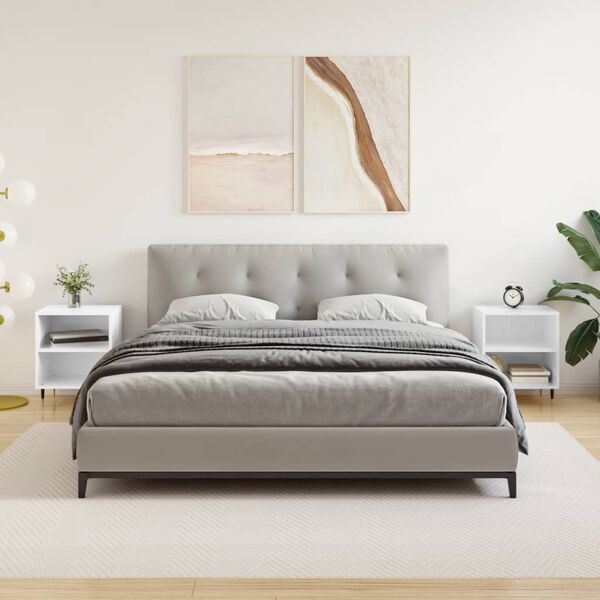 vidaXL Naktinės spintelės, 2vnt., baltos, 40x30x50cm, apdirbta mediena