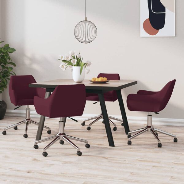 vidaXL Pasukamos valgomojo kėdės, 4vnt., violetinės spalvos, audinys