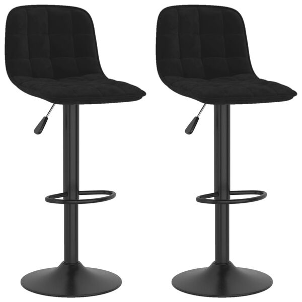 vidaXL Baro taburetės, 2vnt., juodos spalvos, aksomas