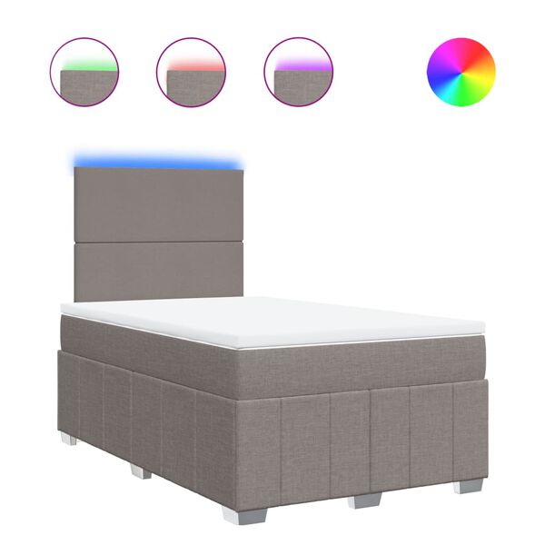 vidaXL Lova su spyruoklėmis ir čiužiniu, taupe, 120x200 cm, audinys