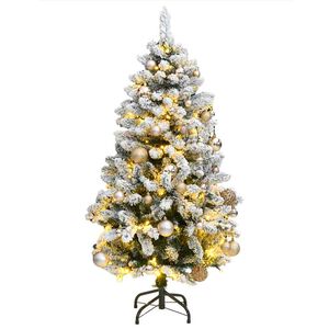 vidaXL Kalėdų eglutė su &scaron;arnyrinėmis &scaron;akomis/LED/žaisliukais, 120cm