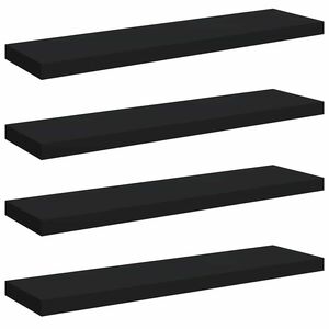 vidaXL Pakabinamos lentynos, 4vnt., juodos, 90x23,5x3,8cm, MDF
