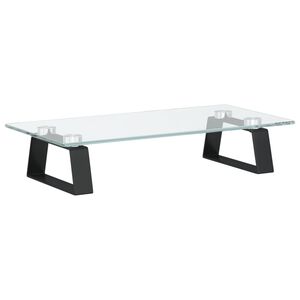 vidaXL Monitoriaus stovas, juodas, 40x20x8cm, stiklas ir metalas