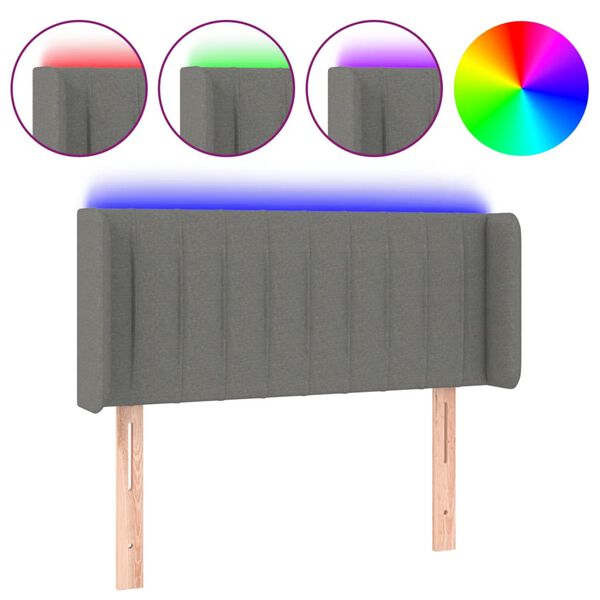 vidaXL Galvūgalis su LED, tamsiai pilkas, 103x16x78/88cm, audinys