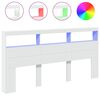 vidaXL Galvūgalis-spintelė su LED, baltos spalvos, 200x17x102cm