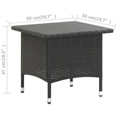 vidaXL Arbatos staliukas, juodos spalvos, 50x50x47cm, poliratanas