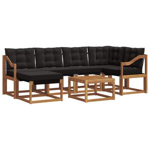 vidaXL Lauko sofos komplektas su pagalve 7 pcs Natūrali ir juoda