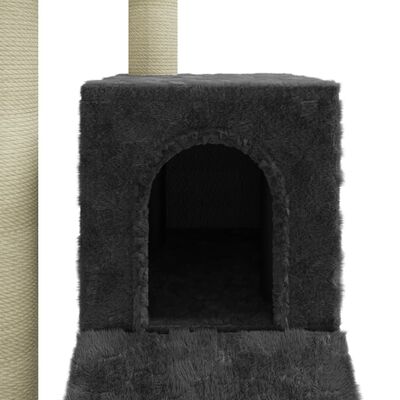 vidaXL Draskyklė katėms su stovais iš sizalio, tamsiai pilka, 92cm