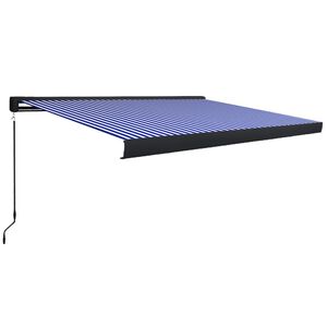 vidaXL Rankinė markizė 4 x 3 m Mėlynos ir baltos dryžuotos