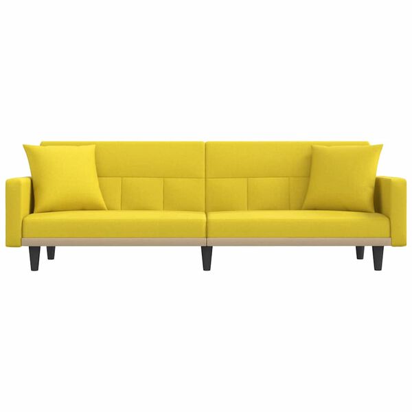 vidaXL Sofa-lova su pagalvėlėmis, &scaron;viesiai geltonos spalvos, audinys