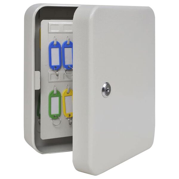 vidaXL Raktų dėžutė su užraktu Ivory 20 x 7,5 x 25 cm Plienas