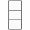vidaXL Stumdomos durys, juodos, 90x205cm, ESG stiklas ir aliuminis