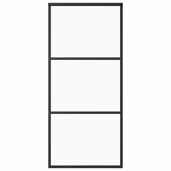 vidaXL Stumdomos durys, juodos, 90x205cm, ESG stiklas ir aliuminis