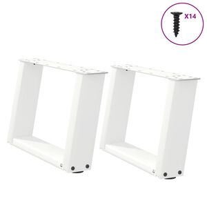 vidaXL Kavos staliuko kojelės, 2 vnt., baltos, 40x(30-31) cm, plienas, U formos