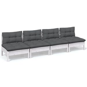 vidaXL Keturvietė sodo sofa su antracito pagalvėlėmis, pu&scaron;ies masyvas