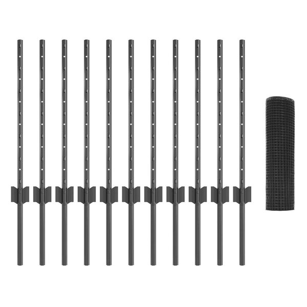 vidaXL Tvora su stulpais Pilka 0,5 x 25 m Plienas