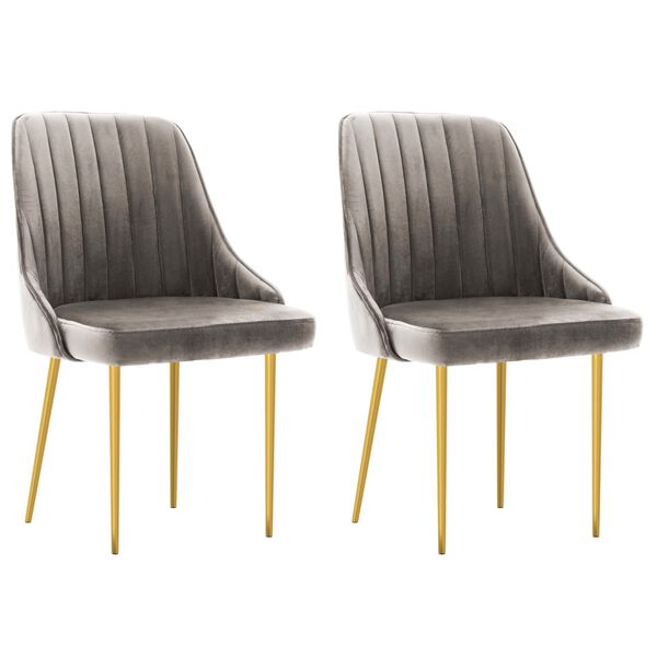 vidaXL Valgomojo kėdės, 2vnt., &scaron;viesiai pilkos spalvos, aksomas