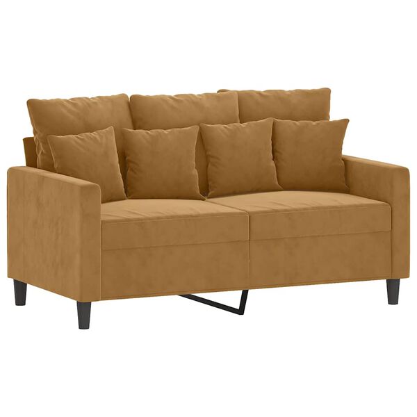 vidaXL Dvivietė sofa, rudos spalvos, 120cm, aksomas