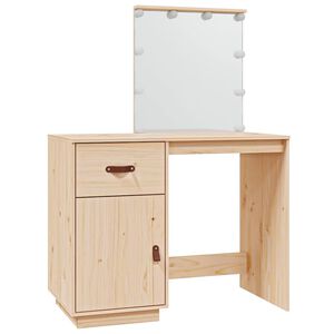 vidaXL Kosmetinis staliukas su LED, 95x50x133,5cm, pu&scaron;ies masyvas