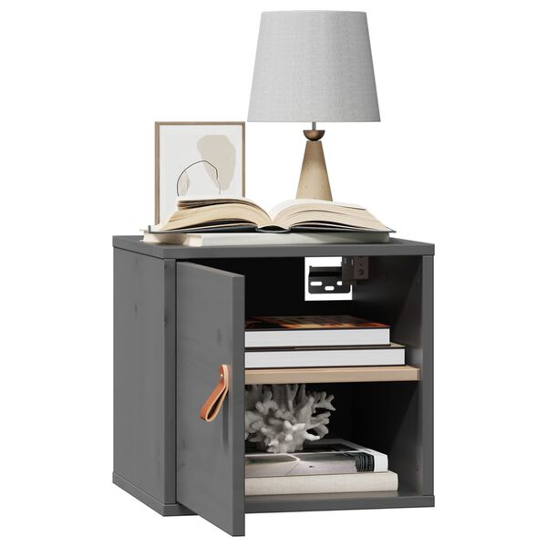 vidaXL Sieninė spintelė, pilka, 31,5x30x30cm, pušies medienos masyvas