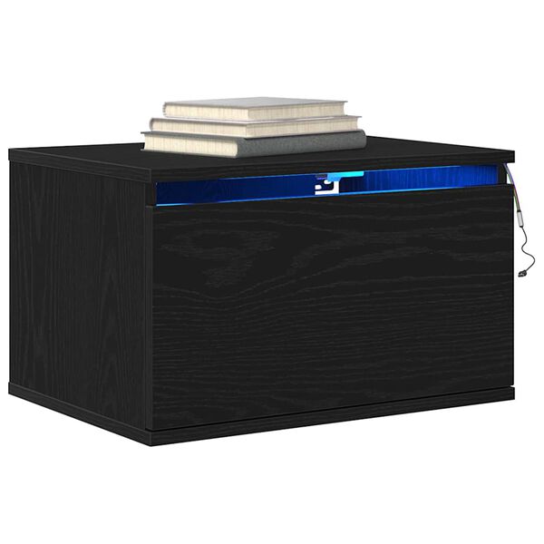 vidaXL Sieninis naktinis staliukas Juodas ąžuolas 50 x 36 x 30 cm