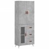 vidaXL Komoda, betono pilkos spalvos, 69,5x34x180cm, apdirbta mediena