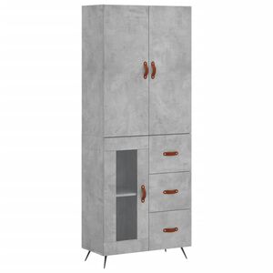 vidaXL Komoda, betono pilkos spalvos, 69,5x34x180cm, apdirbta mediena